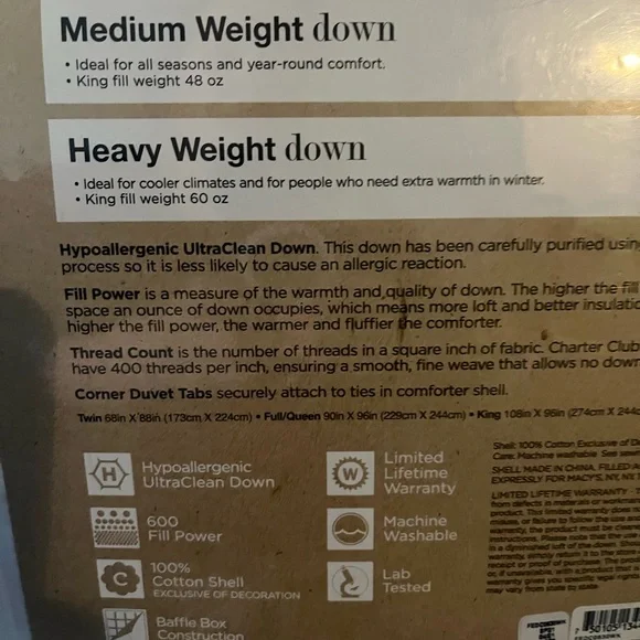 - Charter club heavy weight size queen